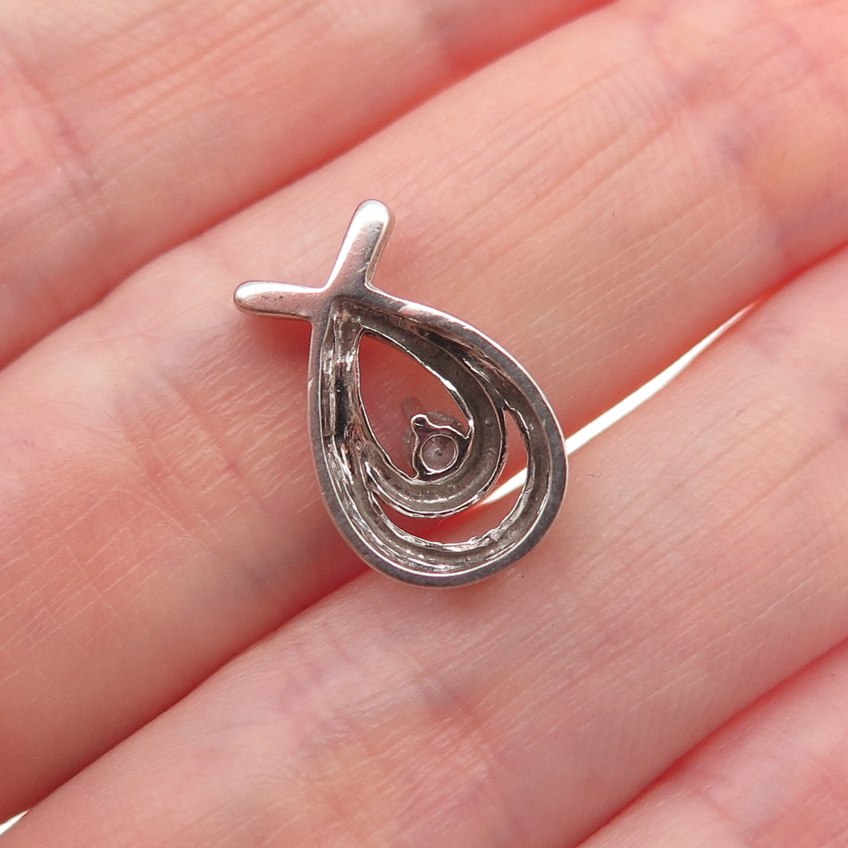 KENDRA SCOTT 925 Sterling Silver Real Diamond Teardrop Mini Slide Charm Pendant