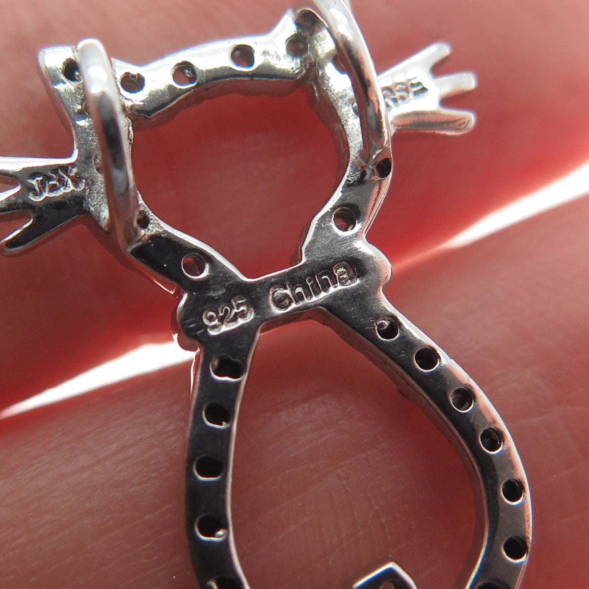 925 Sterling Silver Real Round-Cut Black Spinel C Z Cat Minimalist Slide Pendant