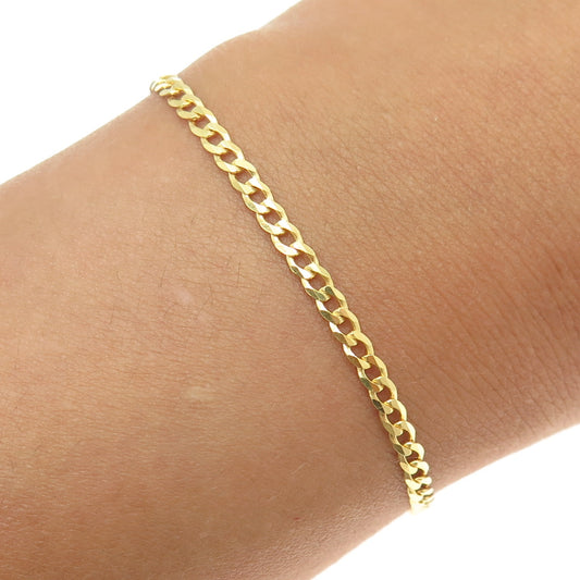 P. LUX 925 Sterling Silver Gold Plated Italy Curb Link Bracelet 8.25"