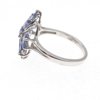Chuck Clemency 925 Sterling Silver Real Tanzanite Floral Ring Size 8