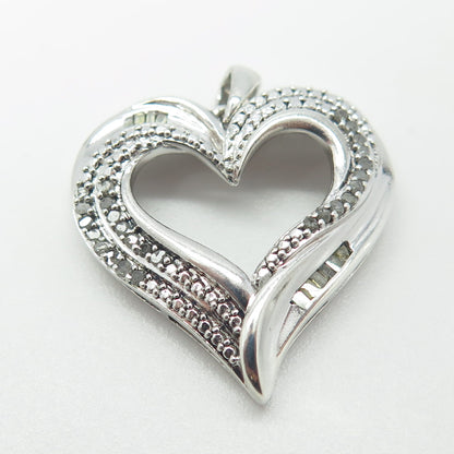 925 Sterling Silver Real Multi-Cut White & Canary Diamond Heart Pendant