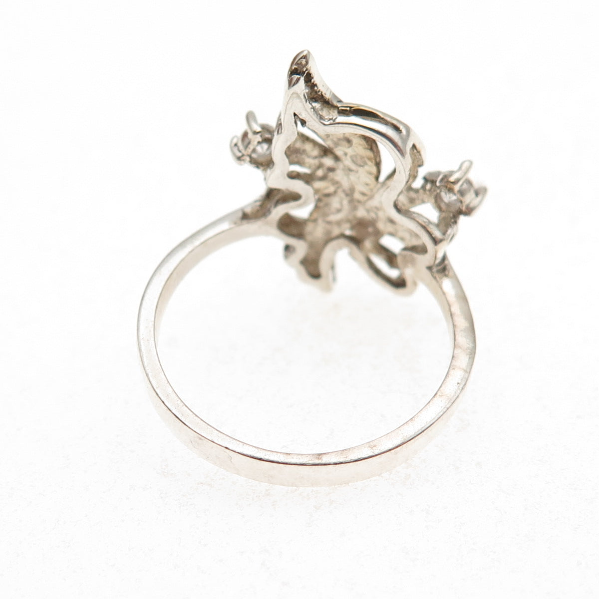 925 Sterling Silver Round-Cut C Z Floral Ring Size 6.5