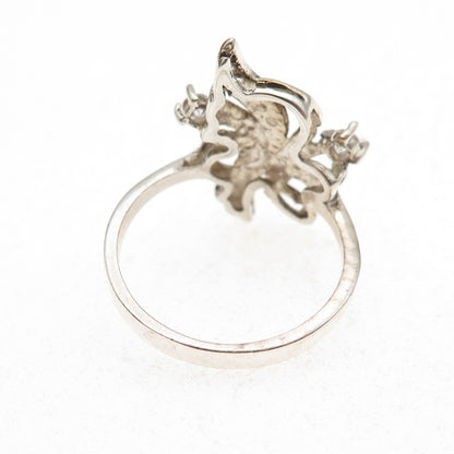 925 Sterling Silver Round-Cut C Z Floral Ring Size 6.5