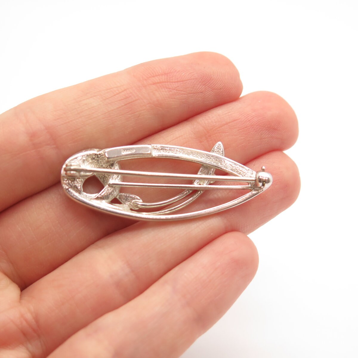 925 Sterling Silver Vintage Modernist Pin Brooch