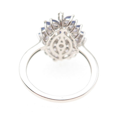 Chuck Clemency 925 Sterling Silver Real Tanzanite & White Topaz Ring Size 8.25