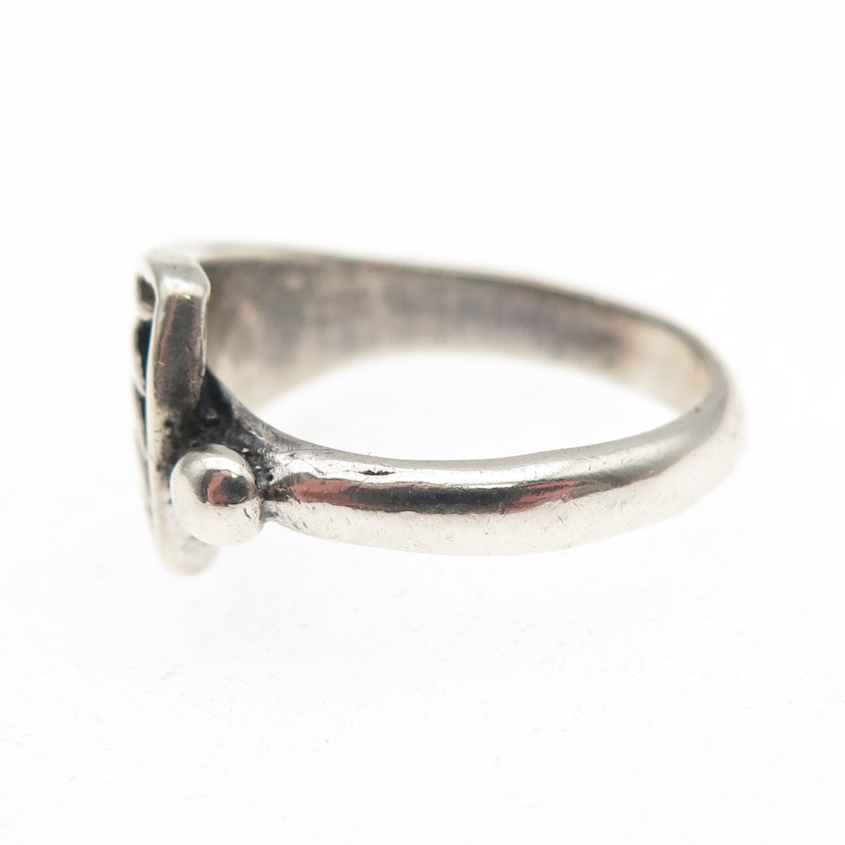 Old Pawn 925 Sterling Silver Vintage Turquoise Inlay Bear Paw Ring Size 5.75