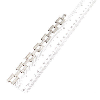 925 Sterling Silver Antique Art Deco Floral Panel Bar Link Bracelet 6.75"