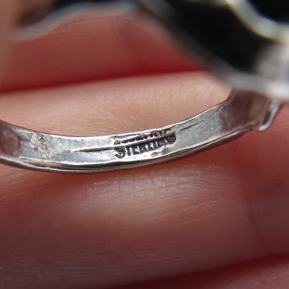 925 Sterling Silver Vintage Dog Oxidized Ring Size 7