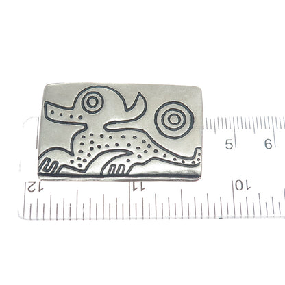 Old Pawn 925 Sterling Silver Vintage Southwestern Native Animal Oxidized Brooch