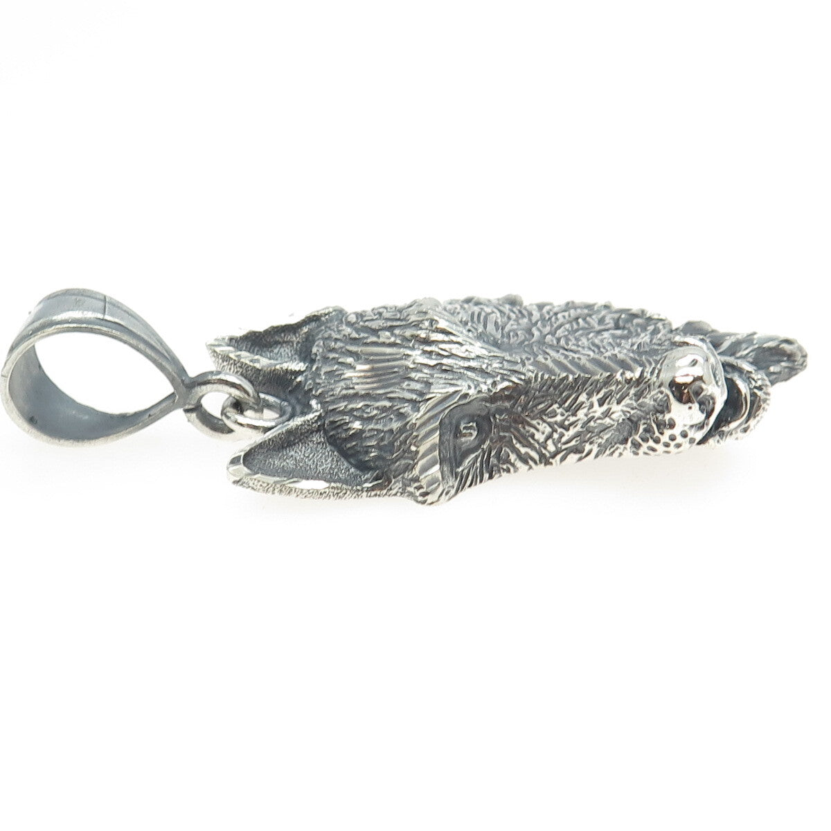 ONE OF A KIND 925 Sterling Silver Vintage Wolf Large Pendant