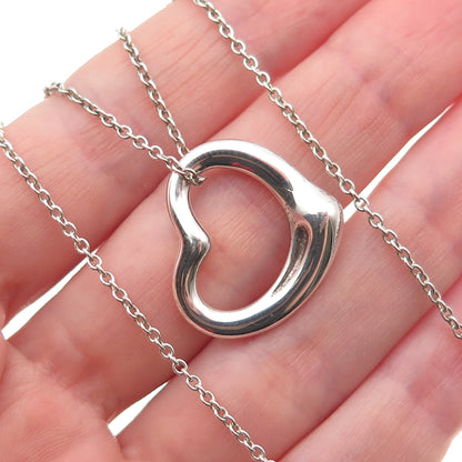 Tiffany & Co. Elsa Peretti Sterling Silver Vintage Open Heart Chain Necklace 16"