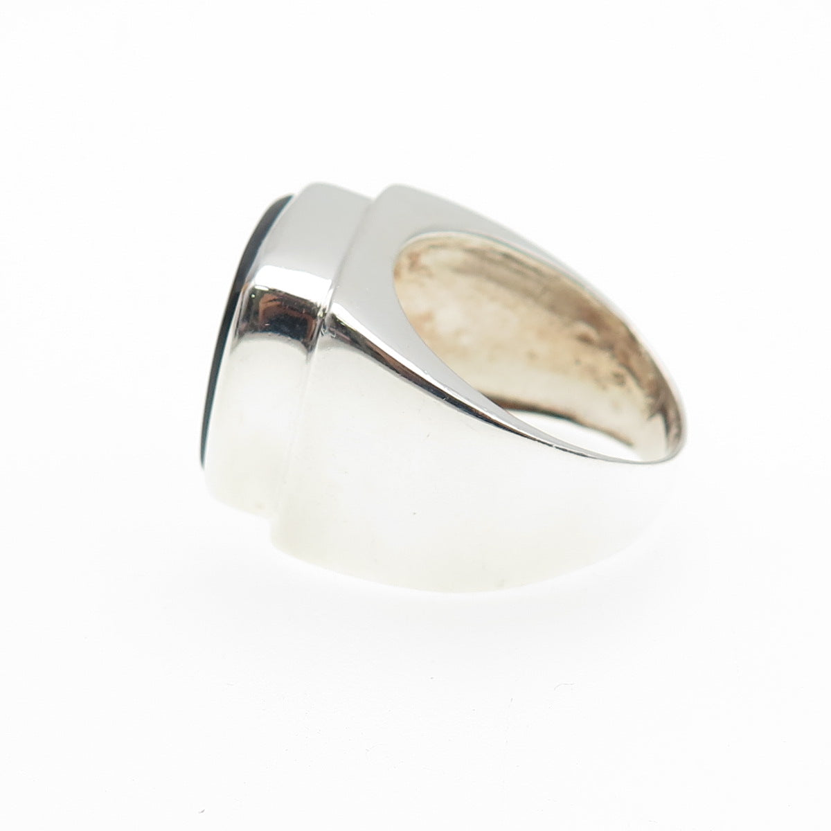 925 Sterling Silver Vintage Real Black Onyx Signet Ring Size 9.25