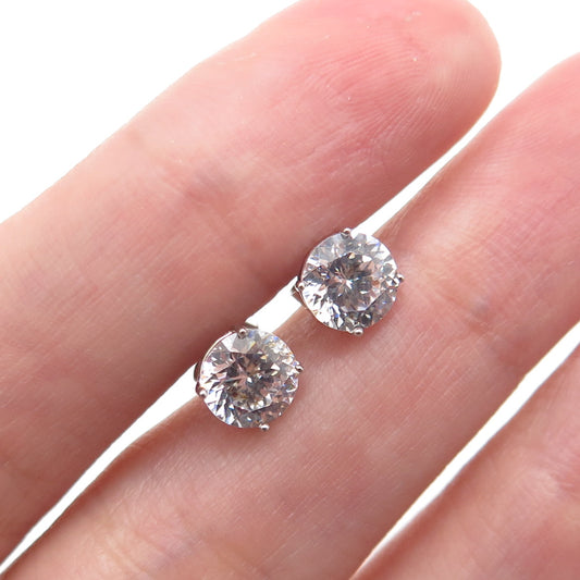 DBJ DEE BERKLE 925 Sterling Silver Round-Cut C Z Stud Earrings