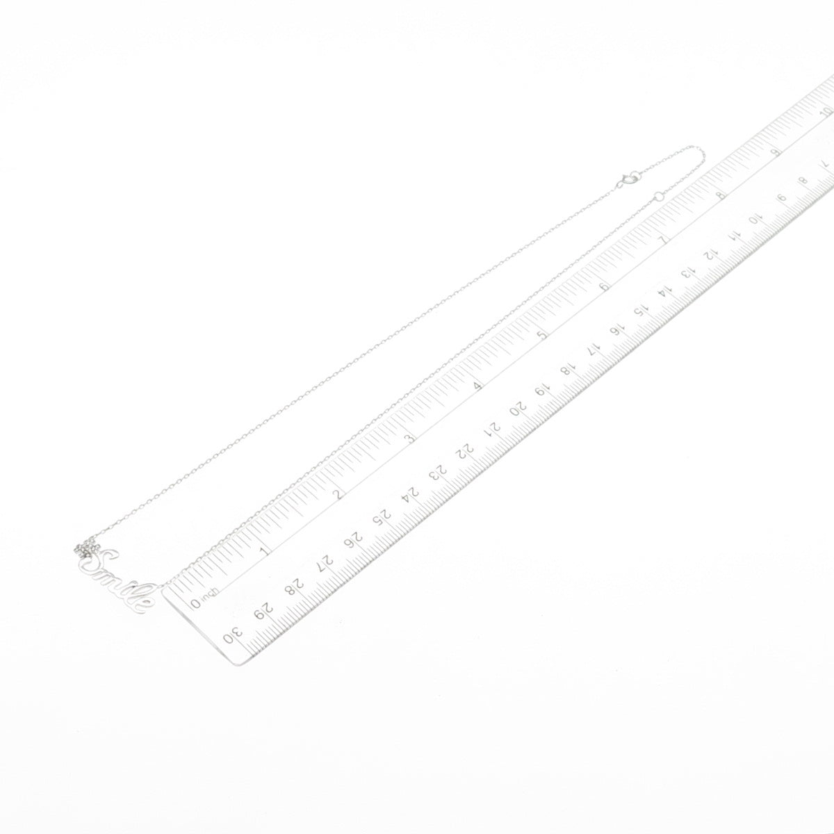 925 Sterling Silver Round-Cut C Z #Smile Cable Chain Necklace 16-18"