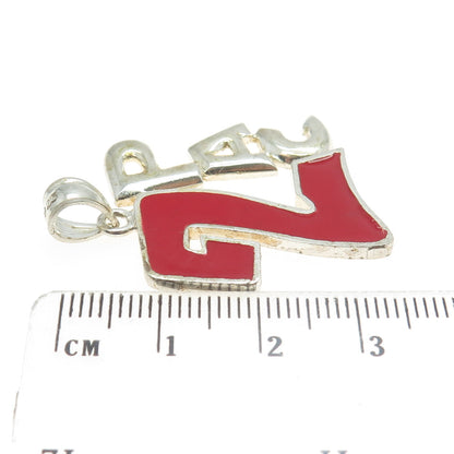 925 Sterling Silver Vintage Red Enamel "2PAC" Pendant