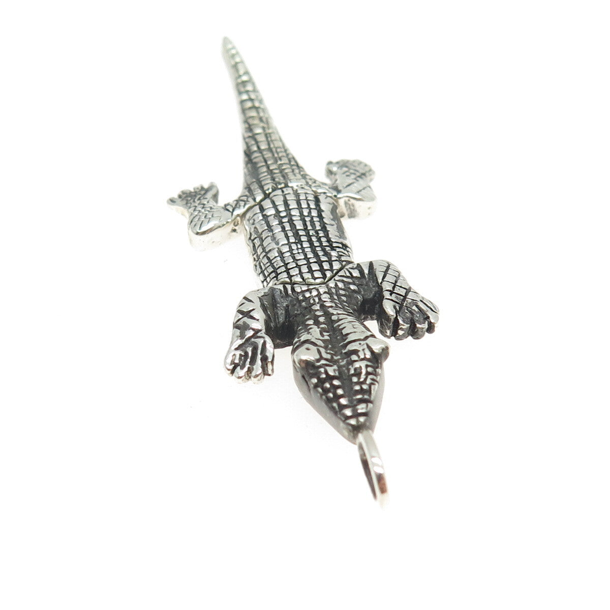 925 Sterling Silver Vintage Crocodile Pendant
