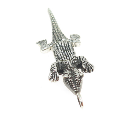 925 Sterling Silver Vintage Crocodile Pendant