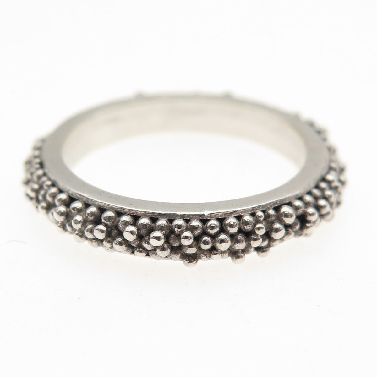 925 Sterling Silver Vintage Granulated Oxidized Band Ring Size 7