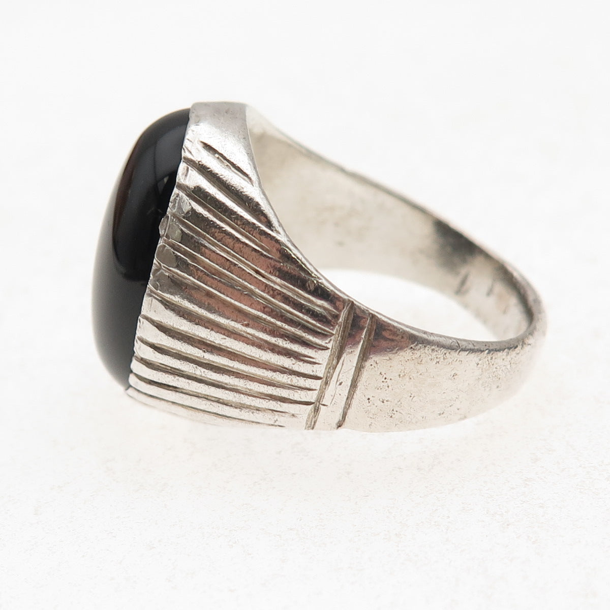 Old Pawn 925 Sterling Silver Vintage Southwestern Black Onyx Ring Size 11.5