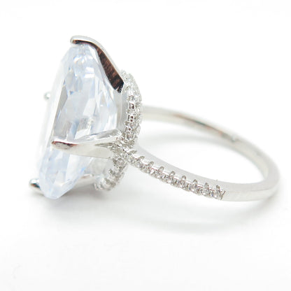 925 Sterling Silver Oval-Cut Shaped C Z Ring Size 6