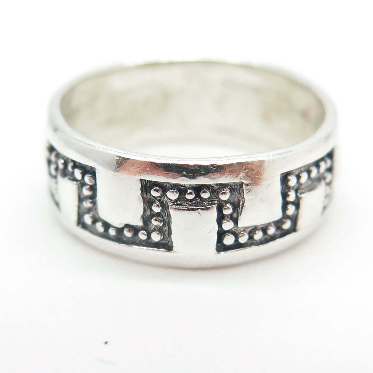 925 Sterling Silver Vintage Granulated Maze Band Ring Size 7.5