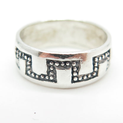925 Sterling Silver Vintage Granulated Maze Band Ring Size 7.5