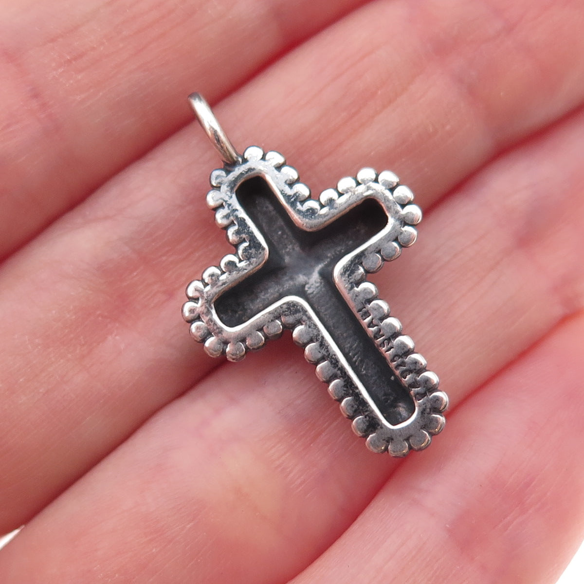 Or Paz PZ 925 Sterling Silver Vintage Israel Cross Oxidized Charm Pendant