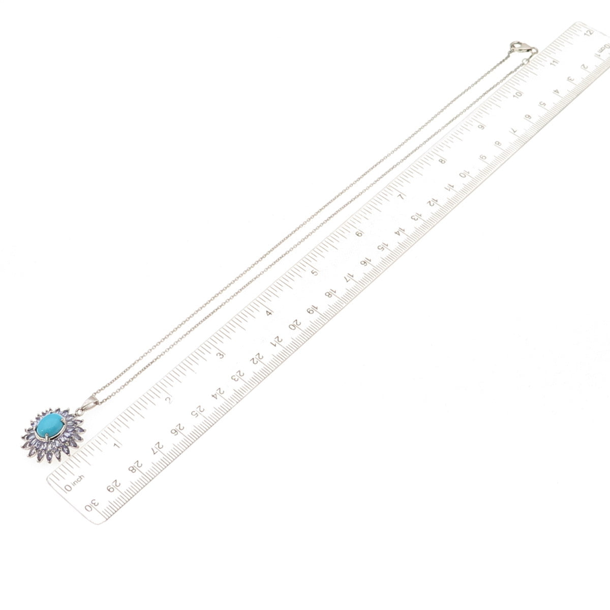 D'Joy 925 Sterling Silver Real Turquoise & Tanzanite Cable Chain Necklace 20"