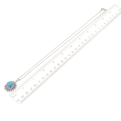 D'Joy 925 Sterling Silver Real Turquoise & Tanzanite Cable Chain Necklace 20"
