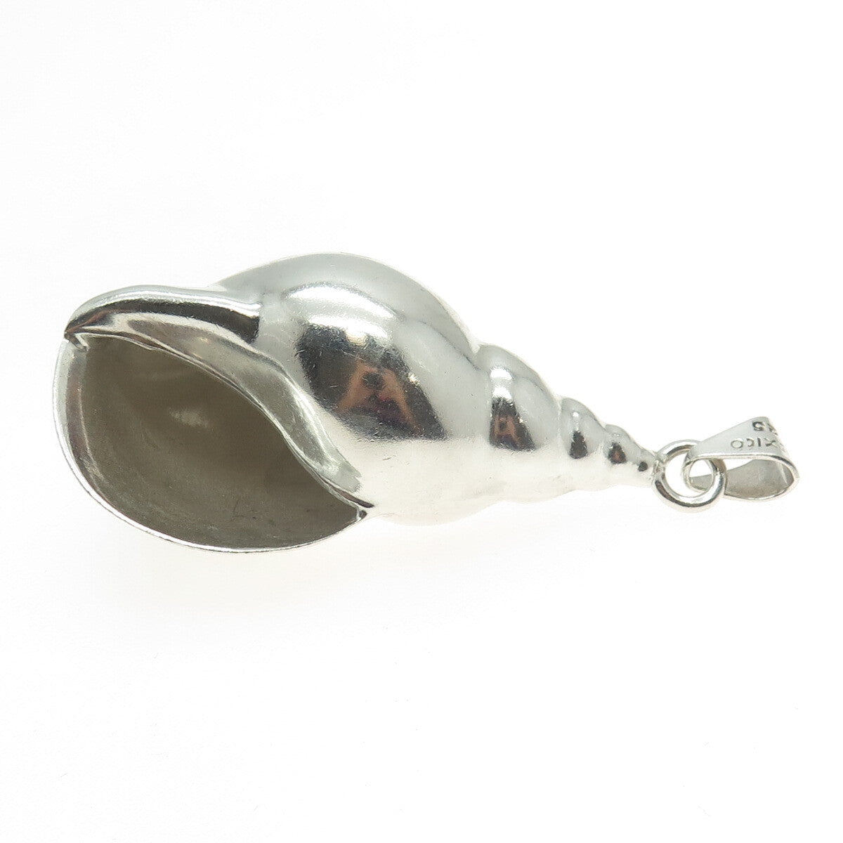 925 Sterling Silver Vintage Mexico Seashell Large Pendant