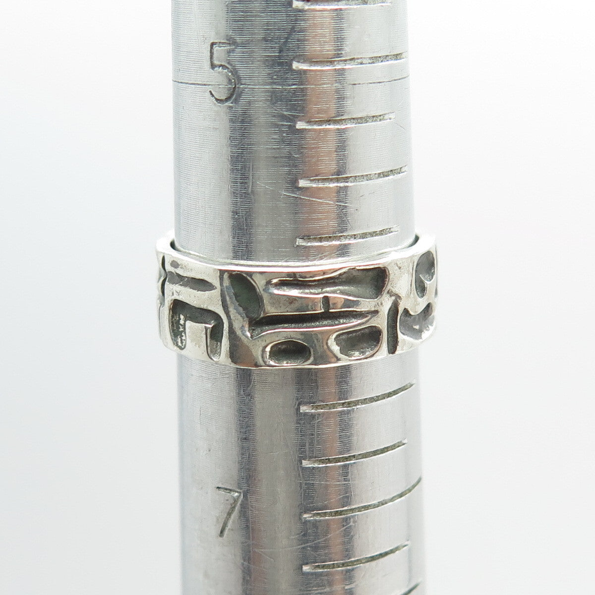 925 Sterling Silver Vintage Tribal Cave Band Ring Size 6.25