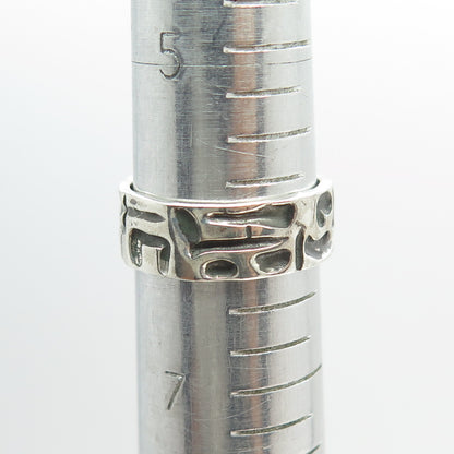 925 Sterling Silver Vintage Tribal Cave Band Ring Size 6.25