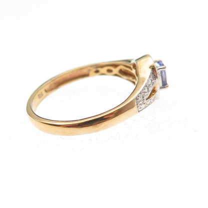 Chuck Clemency Sterling Silver Gold Plated Real Tanzanite & Topaz Ring Size 8.25