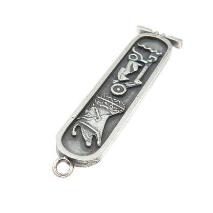 800 Silver Vintage Egypt Cartouche Double Sided Pendant