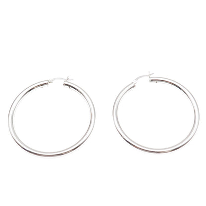 Han 925 Sterling Silver Italy Tube Hoop Earrings
