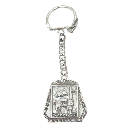 INDUSTRIA PERUANA 925 Sterling Silver Vintage Llama Key Fob Chain Holder