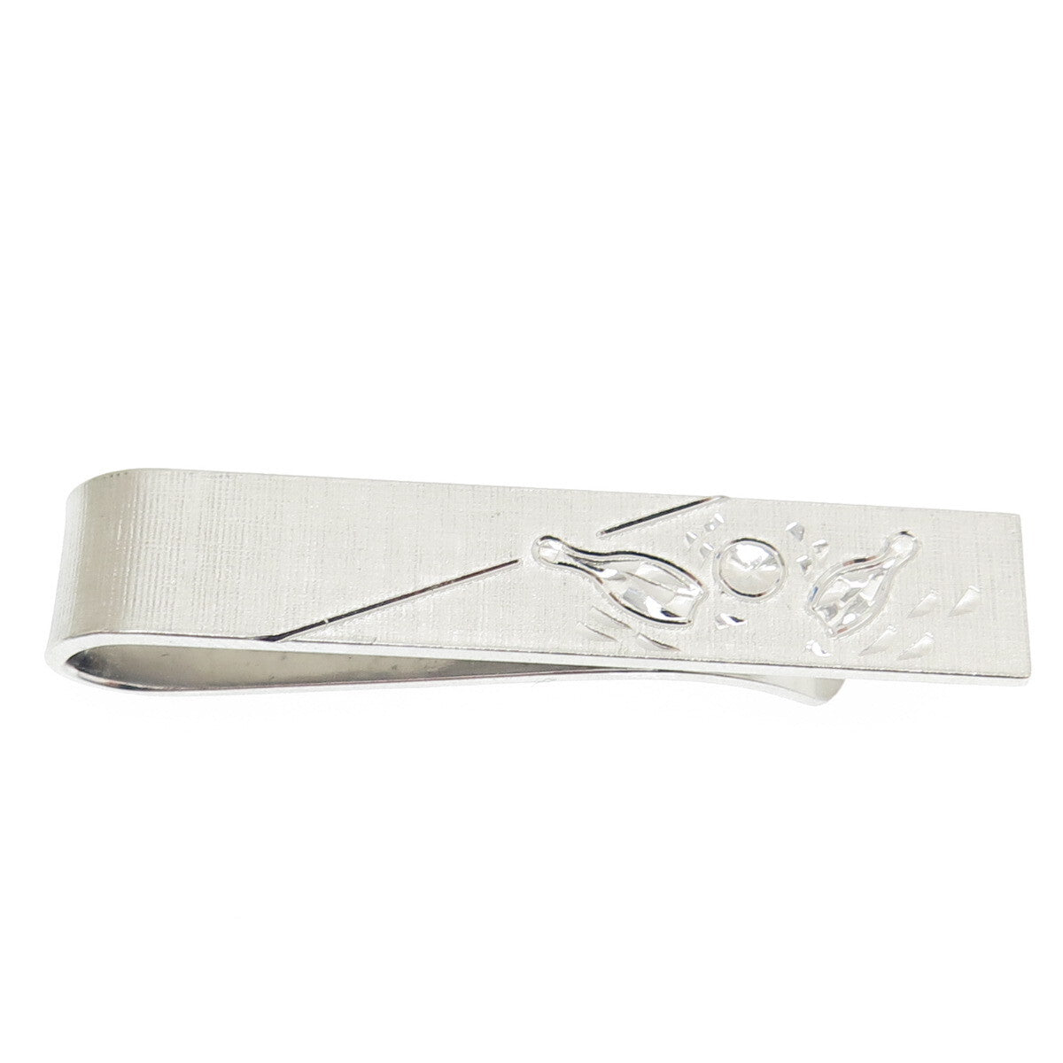 WELLS 925 Sterling Silver Vintage Bowling Tie Clip