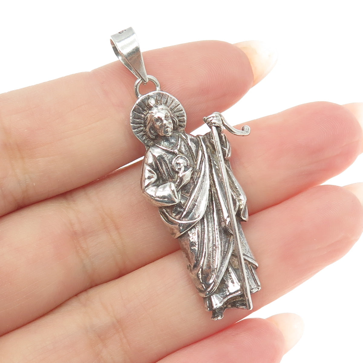 925 Sterling Silver Vintage St. Jude Religious Pendant