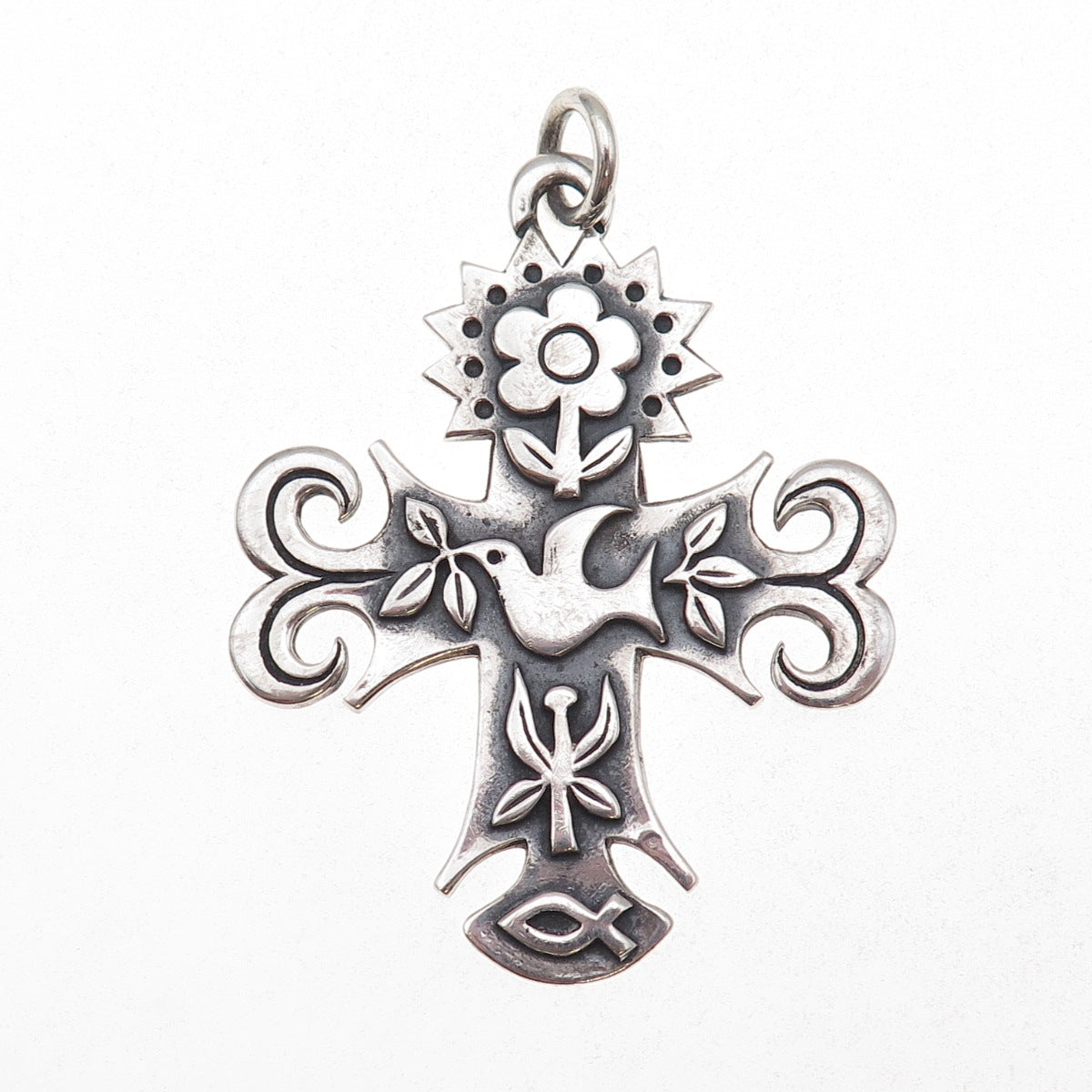 James Avery 925 Sterling Silver Vintage La Primavera Cross Pendant