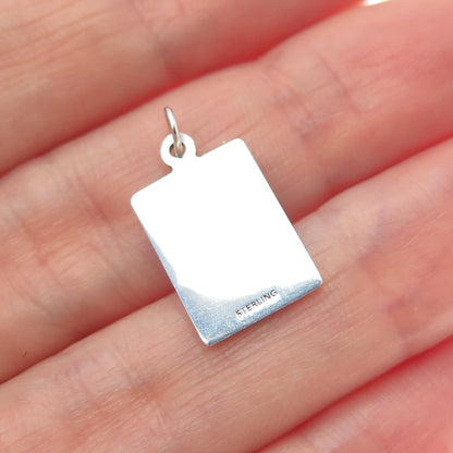 925 Sterling Silver Red Enamel Perceive As Suspicious Minimalist Charm Pendant