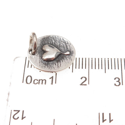 925 Sterling Silver Vintage Love Heart Oxidized Charm Pendant