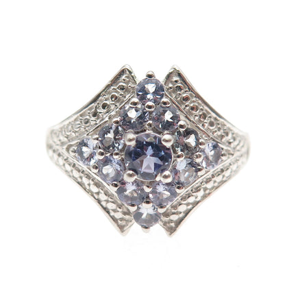 Chuck Clemency 925 Sterling Silver Real Round-Cut Tanzanite Ring Size 7