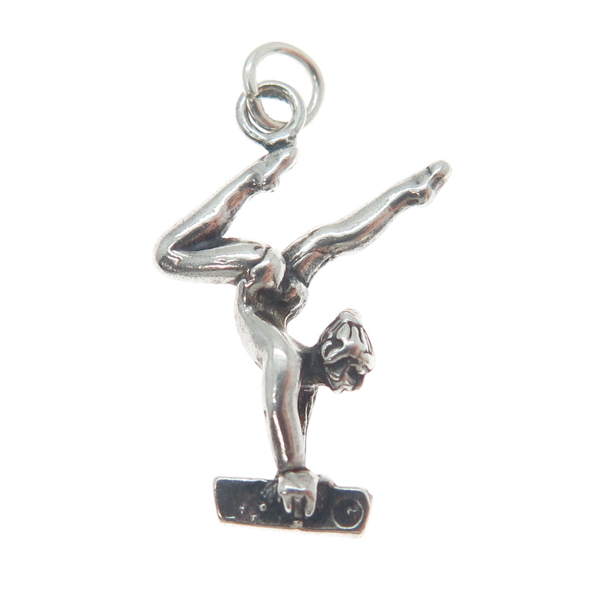 925 Sterling Silver Vintage Gymnast Girl 3D Pendant