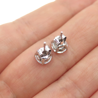 925 Sterling Silver Round-Cut C Z Stud Earrings