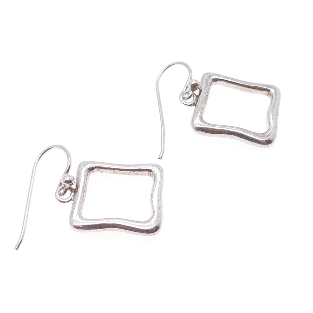 BARSE 925 Sterling Silver Vintage Modernist Square Dangle Earrings