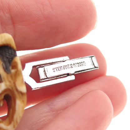 925 Sterling Silver Vintage Japanese Hannya Mask Cufflinks