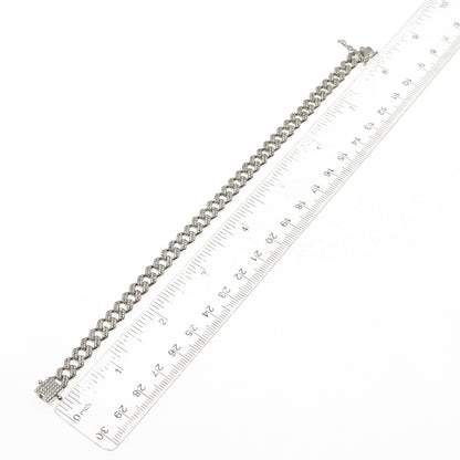 925 Sterling Silver Round-Cut C Z Cuban Link Bracelet 8"