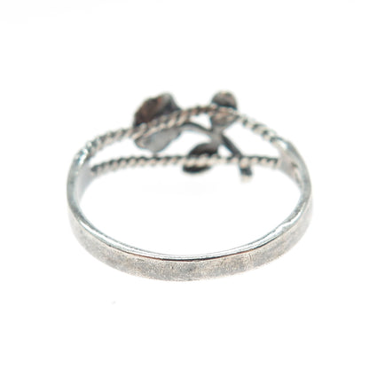 JONETTE 925 Sterling Silver Vintage Rose Flower Oxidized Ring Size 9.5