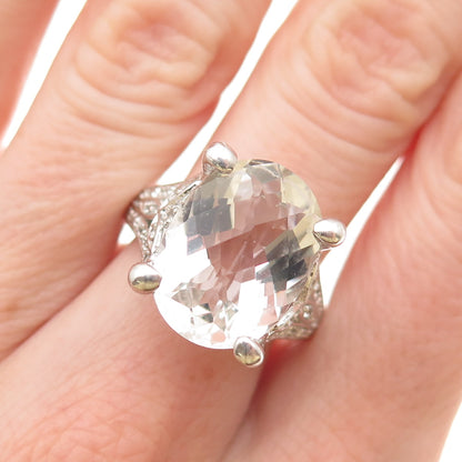 Jewelry Concepts 925 Sterling Silver Real Aquamarine & White Topaz Ring Size 7