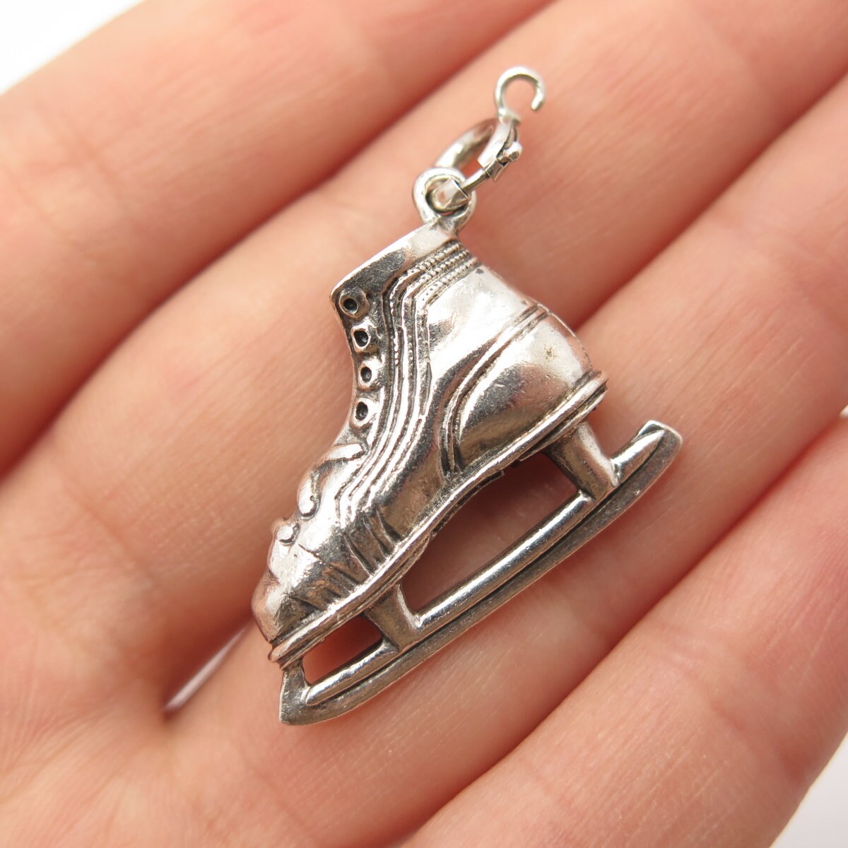 925 Sterling Silver Vintage BEAU Ice Skating Shoe Charm Pendant